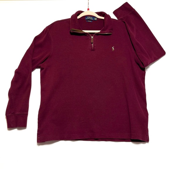 Ralph Lauren Men's Burgundy Zip-Up Estate Rib Sweater Size L - Picture 1 of 8